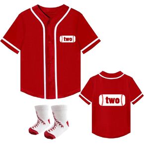 Toddler Birthday Jersey 2nd 4 Years Old Boy Girl Baseball Shirt and Socks V Neck Tee Summer Outfit