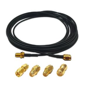 SMA Male to SMA Female RG174 RF Coaxial Cable SMA WiFi Antenna Extension Cable Bulkhead Cable 9.8ft + 4pcs RF Coax SMA Adapter Kit for SDR Antenna Ham Radio,3G 4G LTE Antenna