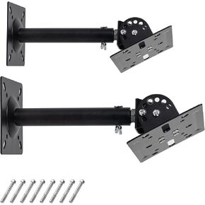 Universal Speaker Wall Ceiling Mounts Support up to 80lb,Heavy Duty Dual Black Bookshelf Speaker Mounting Brackets,Home Surround Sound System Holders and Stand,Adjustable Distance Swivel Tilt