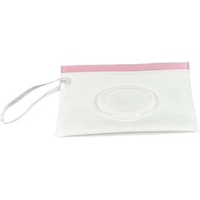 Portable Wet Wipe Dispenser Bag,Reusable Wipe Container Travel Holder, Napkin Storage Pouch with Sealed Zipper (Pink)