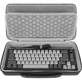 Geekria 65% Keyboard Case with Knob, Hard Shell Travel Carrying Bag for 68 Keys Compact Keyboard, Compatible with Keychron Q2, Keychron Q2 Pro, Keychron V2, Nuphy Halo65