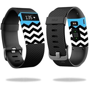 MightySkins Skin Compatible with Fitbit Charge HR Watch Cover wrap Sticker Skins Baby Blue Chevron