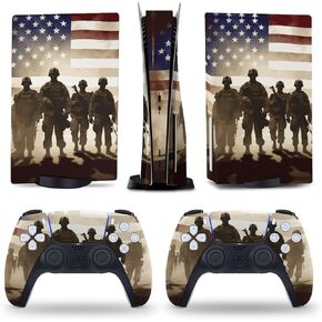 Soldiers American Flag 5 Skin Console and Controller Accessories Cover Skins Anime Vinyl Cover Sticker Full Set for 5 Disc Edition