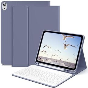 KENKE iPad 10th Generation Keyboard Case with Pencil Holder, Magnetically Bluetooth Wireless Detachable Folio Keyboard Cover for New iPad 10th Gen 10.9 Inch 2022 Model A2757/A2777/A2696 Purple