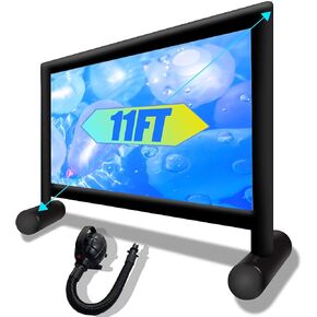 11FT Upgraded Inflatable Projector Screen Outdoor- PVC airtight material, Inflatable Movie Screen with Air Pump for Outdoor Movie Night Parties, No Need to Run The Blower Continuously