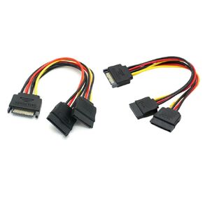 Art&Beauty 2Pcs 8 Inches SATA Power Extension Cable 15 Pin Male to 2 x 15P Female Y Splitter Cable Adapter, SATA Power Cable, Hard Drive Power Cable, SSD Power Cable