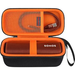 Elonbo Carrying Case ​for Sonos Roam 2 / Sonos Roam Portable Waterproof Bluetooth Speaker, Compact Wireless Speaker Hard Travel Protective Bag Storage Holder, Extra Mesh Pocket Fits Cable, Black