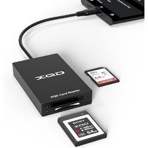 XQD Card Reader USB C,2 in 1 XQD/SD Reader,5Gpbs Dual Slot Memory Card Adapter for Sony G/M Series, Lexar 2933x/1400x USB Mark XQD Card,SD Card Compatible with iPhone 15 Windows Mac OS Android