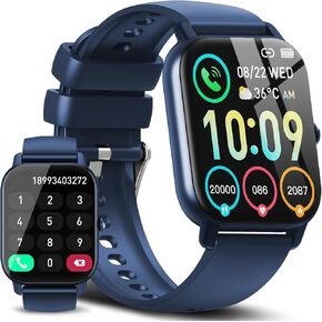 Smart Watch for Men Women(Dial/Answer Calls), Activity Trackers with Heart Rate/Sleep Monitor, 112 Sports Modes/IP68 Waterproof, 1.85" Touchscreen Fitness Watch Compatible with Android iOS, Deep Blue