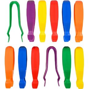 edxeducation Jumbo Tweezers | Set of 12 | For Ages 18m+ | 6 Colors | Plastic Toddler and Pre-School Tweezers | Develop Strength and Coordination for Children with Special Needs