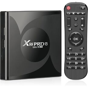 Android TV Box 13.0, X88 Pro13 TV Box 4GB RAM 32GB ROM RK3528 Quad-Core 64bit Cortex-A53, Smart TV Box Supports 2.4G/5G dual-band WiFi Bluetooth 5.0 USB 3.0 LAN Android Box [2023 Newest]