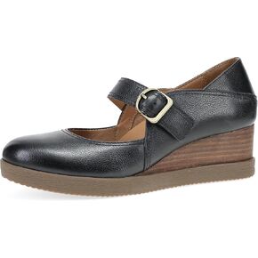 Dansko Sandy Wedge Mary Jane for Women - Durable Waterproof Leathers and Leather-Stacked Heel - Adjustable Hook & Loop Strap with Buckle Detail