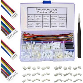 PH 2.0mm JST Connector Socket Kit with Pre-Crimped Cables Wire 2/3/4/5/6/7/8/9/10 Pin Housing JST Adapter Cable Connector Socket 22AWG Wire 10 Colors 165mm