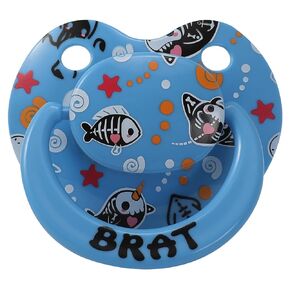 Adult Sized Soft Silicone Pacifier: Large Shield Cute Paci Shark Design - Butterfly Shaped Brat Printed Binky