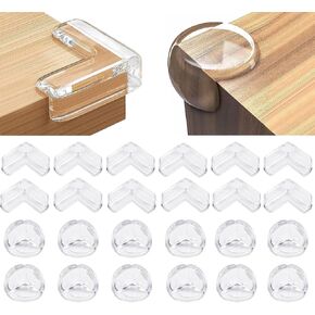 24 Pack Corner Protector for Baby, Corner Guards Corner Protectors for Furniture for Table Edges & Sharp Corners- Baby Proofing (L Shape+Round Shape)