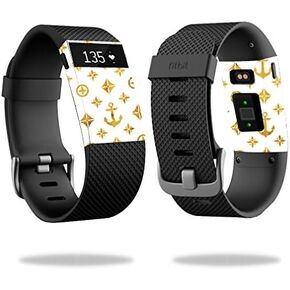 MightySkins Skin Compatible with Fitbit Charge HR Watch wrap Cover Sticker Skins Gold Anchors