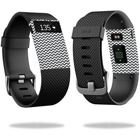 MightySkins Skin Compatible with Fitbit Charge HR Watch Cover wrap Sticker Skins Gray Chevron