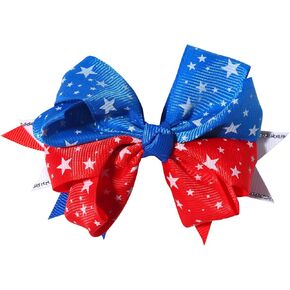 مشابك فيونكات للرابع من يوليو لعيد الاستقلال، مشابك شعر فيونكة حمراء وزرقاء وبيضاء للفتيات بتصميم فيونكة شعر التمساح، مستلزمات الحفلات الوطنية للفتيات الصغار، قطعة واحدة من إكسسوارات الشعر in Kuwait