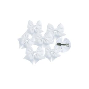 6 pcs White 2.1 Inch Baby Girl Toddlers Hair Bows Clips Mini Hairpin Headwear Kids Hair Clip for Girls.(FJ73) (6 pcs White)