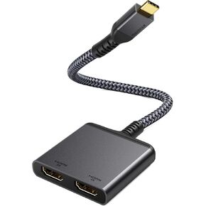 Maxonar USB C to Dual HDMI Adapter, 4K@60Hz HDMI Adapter for Dual Monitors, 8K@30Hz/4K120Hz (Thunderbolt 3/4) Type C to Dual HDMI Extender Adapter for MacBook Pro/Air, iPad Pro, XPS & More