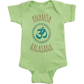 Ann Arbor T-shirt Co. Ananda Balasana (Happy Baby) | Funny Yoga Pose Mom Dad Parent Infant One Piece