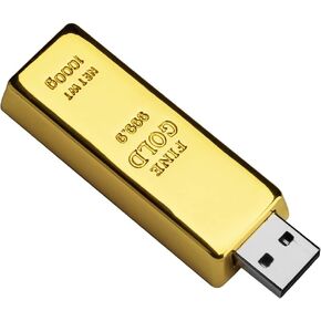 64GB USB Flash Drive Gold Bar-Shaped, BorlterClamp Novelty USB Drive Funny Thumb Drive Memory Stick for External Data Storage