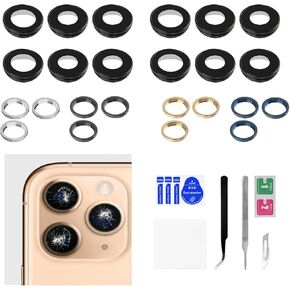 for iPhone 11 Pro Max Rear Camera Lens Replacement for iPhone 11 Pro with Metal Frame Midnight Green Silver Space Gray Gold 4 Color Cover HD Tempered Back Camera Lens with Repair Tool Kit