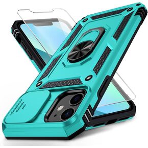 Vinve for iPhone 12 Mini Case with Slide Lens Cover, HD Screen Protector, Military Grade Drop Protection, Magnetic Rotated Ring Holder Kickstand Phone Case for iPhone 12 Mini (Navy Blue) in Kuwait