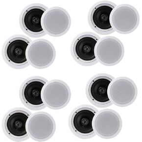 Pyle PDIC1661RD 6.5 Inch 200 Watt In Ceiling Wall Speakers 2 Way Flush Mount Home Indoor Stereo Speaker System Pair, White (4 Pairs)
