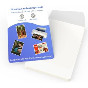 Thermal Laminating Pouches, FungLam Clear Laminating Sheets, 3 Mil Thickness Thermal Laminating Sheets, 9×11.5 Inch Laminator Sheets for Laminators, Clear Plastic Letter Size Sheets, 200 pack.