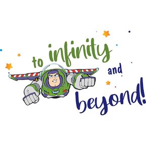 Vinyl Decal - Buzz Decoration for Bedroom Wall - to Infinity and Beyond Quote Design - 12" x 20" Adhesive Kids Nursery Space Ranger Sticker