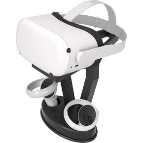 Digicharge VR Headset Stand for Oculus Meta Quest 3 / Quest 2 / Quest/PS VR Display Mount Station for Headset and Touch Controllers, VR Storage Holder Stand with Base for Controllers