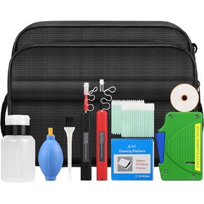 11 in 1 Fiber Optic Cleaning kit 1.25mm/2.5mm Interface Optical Cable Cleaner Tool with 550 Times Fiber Optic Cleaning Box and Replace core SC LC Cleaning Pen Cleaner Cotton swabs Set