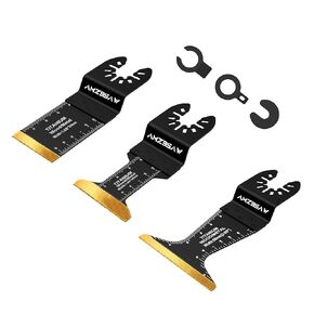 3 PCS Titanium Oscillating Tool Blades Metal Cutting, Saw Blades for Metal Nails Hard Material and Wood Plastic, Multitool Blades Kits Fit Bosch Ryobi Dewalt Worx Milwaukee