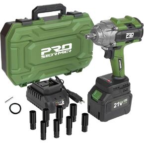 Prostormer Cordless Impact Wrench 580Ft-lbs(800N.m), 1/2" Brushless High Torque Impact Gun Kit with 4.5Ah Rechargable Battery, Charger & 8 Sockets for Home Car Tire Nuts