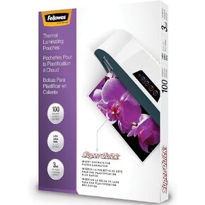 Fellowes Glossy SuperQuick Laminating Pouches, Letter Size, 100 Per Pack (5245801)