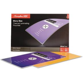 GBC Thermal Laminating Sheets / Pouches, Menu Size, 3 Mil, Ultra Clear, 25-Count (3200579)