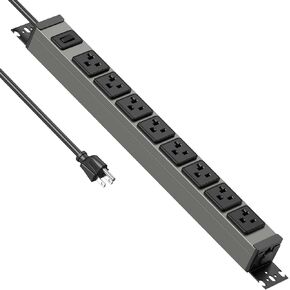 JUNNUJ Heavy Duty Power Strip Wall Mount, 20 Amp Surge Protector 1200J Metal 8 Outlet Under Desk Mounted 20A, Garage Power Table Socket Industrial Outlets 6-20R T-Slot, 10FT 12AWG Extension Cord in Kuwait