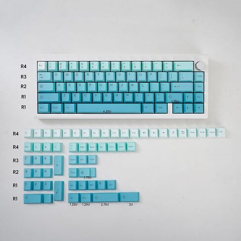 Side Printed Keycaps Cyan Gradient 125 Keys Cherry Profile PBT Heat Sublimation keycap Set for Mx Cherry Mechanical Keyboard (128 Cyan Gradient) in Saudi Arabia
