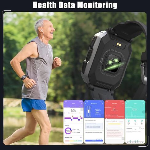 ساعات ذكية للرجال 5ATM/IP69K مقاومة للماء لتتبع اللياقة البدنية، ساعة ذكية عسكرية لهواتف Android iPhone مع مراقبة معدل ضربات القلب وضغط الدم - 1.71 بوصة ساعة ذكية تكتيكية للرياضات الخارجية in Kuwait