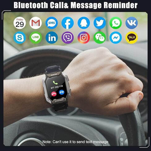 ساعات ذكية للرجال 5ATM/IP69K مقاومة للماء لتتبع اللياقة البدنية، ساعة ذكية عسكرية لهواتف Android iPhone مع مراقبة معدل ضربات القلب وضغط الدم - 1.71 بوصة ساعة ذكية تكتيكية للرياضات الخارجية in Kuwait