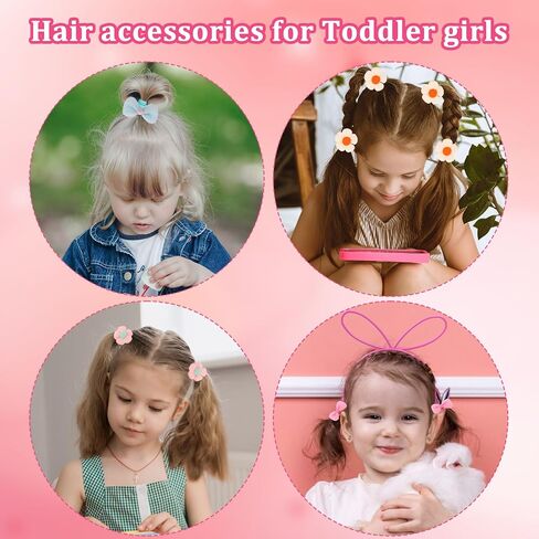 24pcs Baby Girl Hair Ties Cute Flower Elastic Toddler Hair Ties No Damage Candy Bow Seamless Ponytail Hair Ties,Scrunchies for Thick Hair Girl Hair Accessories in Saudi Arabia