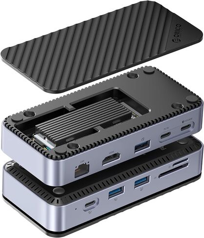 USB C Hub with M.2 SSD Enclosure, ORICO 10-in-1 USB-C Docking Station, 10Gbps USB 3.2 Gen2 M.2 NVMe/SATA SSD Reader, Support 4K@60Hz HDMI, 100W PD, SD/TF, Ethernet - DPM2P9 in Saudi Arabia
