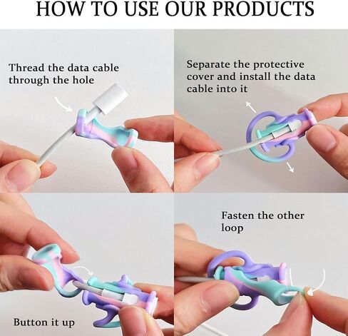 2 in 1 Data Cable Protector, Cute Silicone Winder Winder, Cute Cable Protector, 2 in 1 Silicone Charger Protector, Universal Mini Protective Cover, Mobile Phone Charger Cover (10pcs) in Saudi Arabia