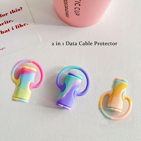 2 in 1 Data Cable Protector, Cute Silicone Winder Winder, Cute Cable Protector, 2 in 1 Silicone Charger Protector, Universal Mini Protective Cover, Mobile Phone Charger Cover (10pcs) in Saudi Arabia