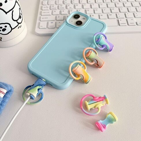 2 in 1 Data Cable Protector, Cute Silicone Winder Winder, Cute Cable Protector, 2 in 1 Silicone Charger Protector, Universal Mini Protective Cover, Mobile Phone Charger Cover (10pcs) in Saudi Arabia