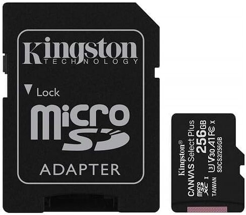 Kingston Canvas Select Plus MicroSD 256GB Memory card compatible with Insta360 X4 and X3 Action Camera (SDCS2/256GB) Class 10 U1 Bundle with (1) Everything But Stromboli MicroSD & SDXC Card Reader in Saudi Arabia