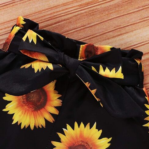 Isn't She Lovely Newborn Baby Girls Coming Home Outfit Ruffle Romper Shorts Pants Headband 3PCS Summer Clothes Set Black - Little Miss Sassy Pants Sunflower 0-3 Months in Saudi Arabia