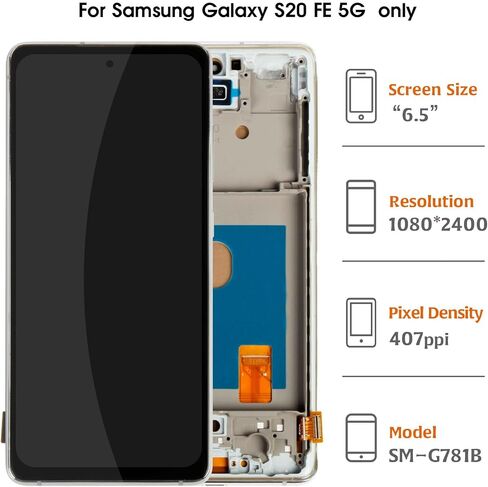 شاشة S20 FE 4G G780/5G G781 OLED LCD + إطار سحابة النعناع لهاتف Samsung Galaxy S20 FE 4/5G 6.45 بوصة شاشة LCD بديلة تعمل باللمس مجموعة محول رقمي sm-g781b/u/u1/w/n/v sm-g780f/g in Kuwait