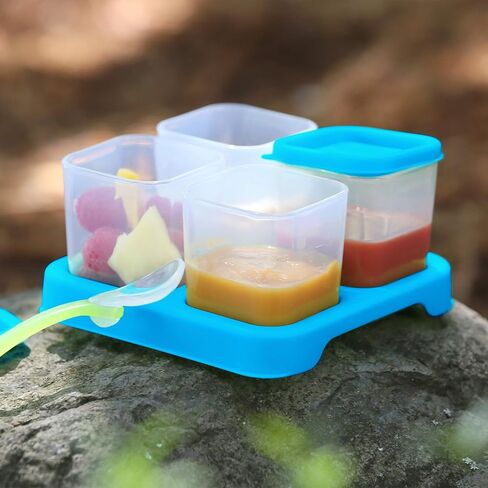 green sprouts Fresh Baby Food Unbreakable Cubes (2oz/4pk) | Store, carry, & serve homemade baby food | Lid provides leak-proof seal, Made from safer plastic, Embossed with measurements in Saudi Arabia